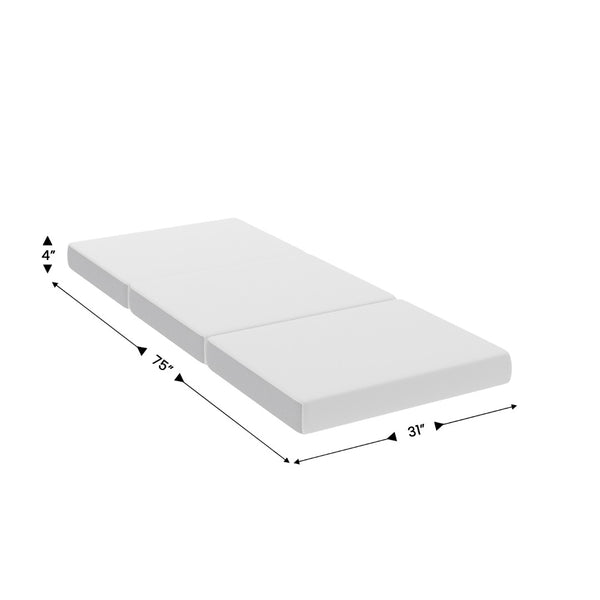 English Elm Cloud Portable Tri-Fold Memory Foam Cot Mattress - Cooling Comfort, Washable Cover & Easy Setup CL-3FLD-4-C-GG