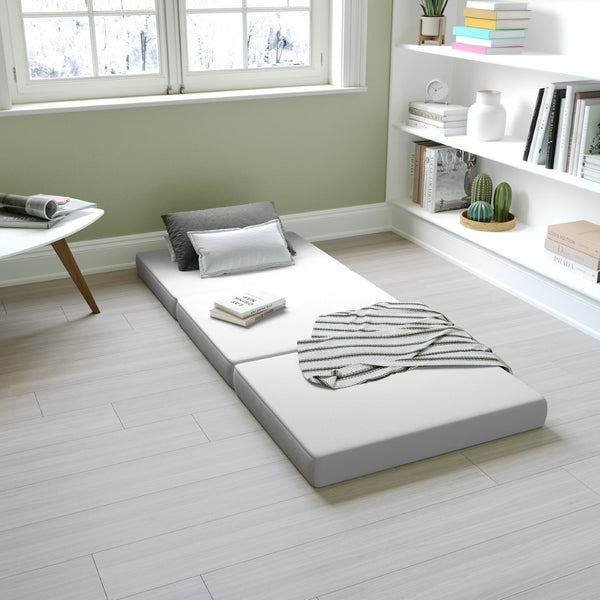 English Elm Cloud Portable Tri-Fold Memory Foam Cot Mattress - Cooling Comfort, Washable Cover & Easy Setup CL-3FLD-4-C-GG