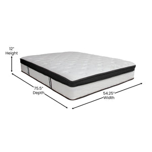 English Elm Capri Comfortable Sleep 12 Inch Hybrid Mattress – CertiPUR-US Foam & Pocket Springs for Ultimate Comfort White Full CL-BT33PM-R12M-F-GG