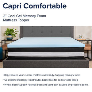 English Elm Capri Twin Sleep Bundle: 12" Medium-Firm Pocket Spring Mattress & 2" Gel Memory Foam Topper Set CL-E230P-2M35-T-GG