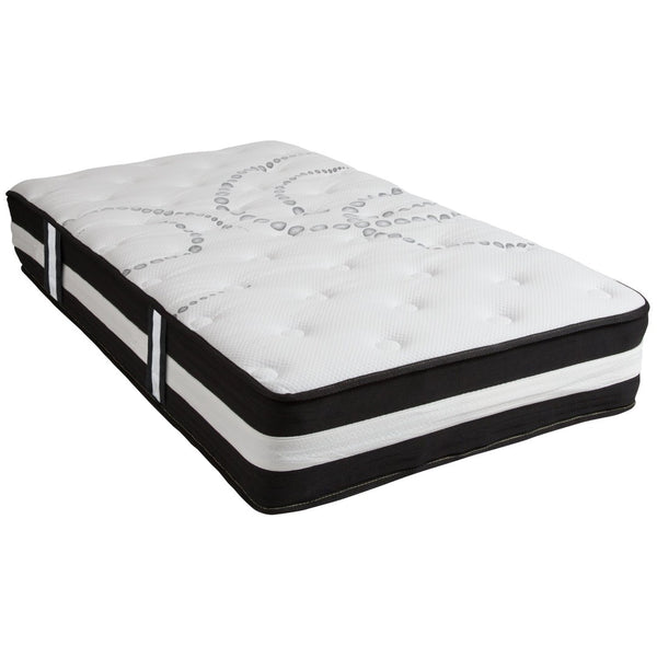 English Elm Capri Twin Sleep Bundle: 12" Medium-Firm Pocket Spring Mattress & 2" Gel Memory Foam Topper Set CL-E230P-2M35-T-GG