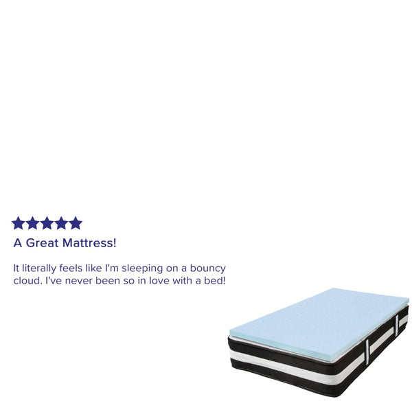 English Elm Capri Twin 12-Inch Foam Pocket Spring Mattress & 3-Inch Gel Memory Foam Topper Bundle for Ultimate Comfort CL-E230P-3M35-T-GG