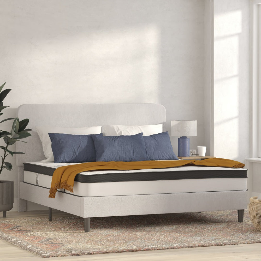 English Elm Capri Comfortable Sleep 10-Inch Hybrid Mattress with CertiPUR-US Foam for Ultimate Sleep Support White King CL-E230P-R-K-10-GG