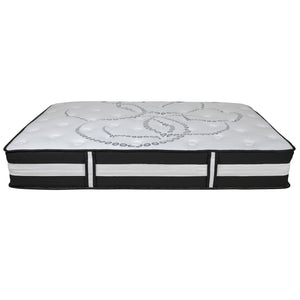 English Elm Capri Comfortable Sleep 12 Inch Hybrid Pocket Spring Mattress for Ultimate Support and Comfort White Queen CL-E230P-R-Q-GG