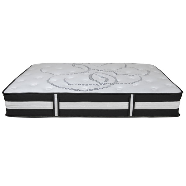 English Elm Capri Comfortable Sleep 12 Inch Hybrid Pocket Spring Mattress for Ultimate Support and Comfort White Queen CL-E230P-R-Q-GG