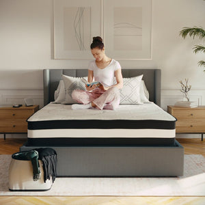English Elm Capri Comfortable Sleep 12 Inch Hybrid Pocket Spring Mattress for Ultimate Support and Comfort White Queen CL-E230P-R-Q-GG
