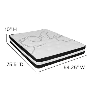 English Elm Capri Comfortable Sleep 10 Inch CertiPUR-US Pocket Coil Mattress & 3 Inch Gel Memory Foam Topper Set White/Blue Full CL-E230P10-3M35-F-GG