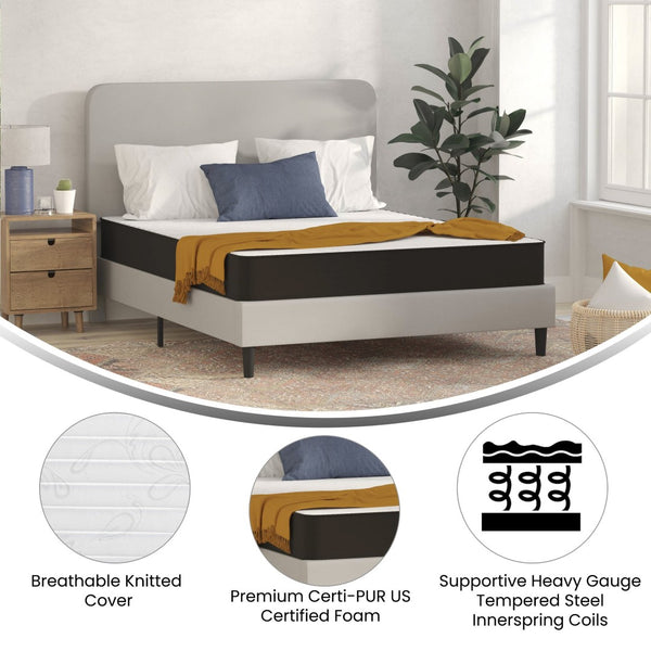 English Elm Capri Comfortable Sleep 8 Inch Hybrid Mattress for Restorative Sleep and Supportive Comfort Solutions Gray Queen CL-E238-B-Q-GG