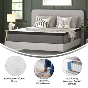 English Elm Capri Comfortable Sleep Euro Pillow Top 13-Inch Hybrid Mattress for Supportive, Restful Slumber White King CL-ET232-13-K-GG