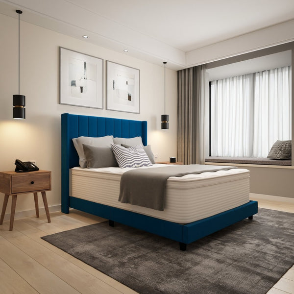 English Elm Vista Hospitality Grade 14-Inch Hybrid Mattress – Premium Memory Foam & Pocket Springs for Comfort White Full CL-LUXET232-14-F-GG