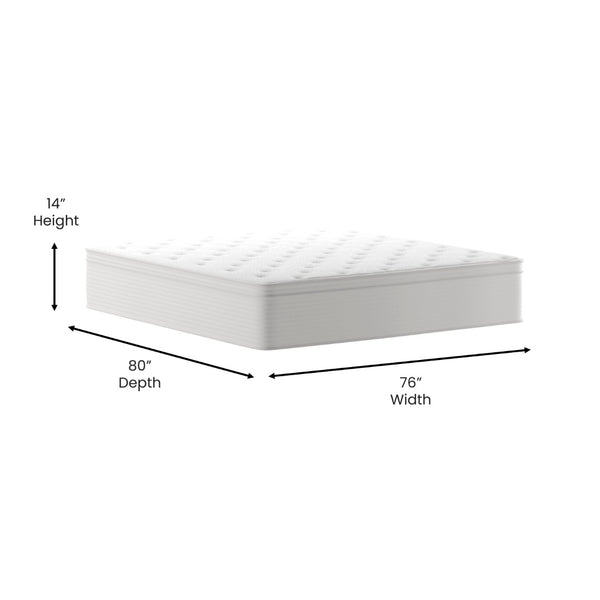 English Elm Vista Hospitality Grade 14-Inch Hybrid Mattress – Premium Memory Foam & Pocket Springs for Comfort White King CL-LUXET232-14-K-GG