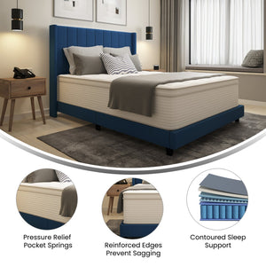 English Elm Vista Hospitality Grade 14-Inch Hybrid Mattress – Premium Memory Foam & Pocket Springs for Comfort White Queen CL-LUXET232-14-Q-GG