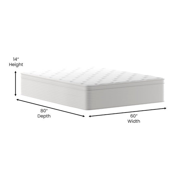 English Elm Vista Hospitality Grade 14-Inch Hybrid Mattress – Premium Memory Foam & Pocket Springs for Comfort White Queen CL-LUXET232-14-Q-GG