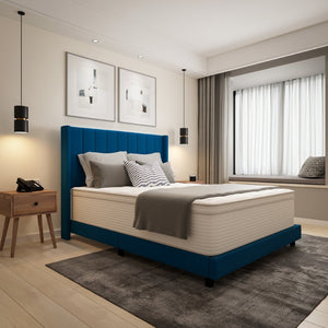 English Elm Vista Hospitality Grade 14-Inch Hybrid Mattress – Premium Memory Foam & Pocket Springs for Comfort White Queen CL-LUXET232-14-Q-GG