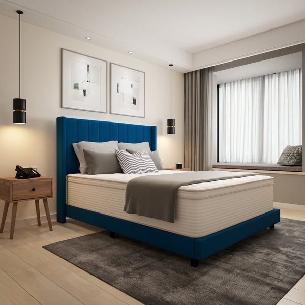 English Elm Vista Hospitality Grade 14-Inch Hybrid Mattress – Premium Memory Foam & Pocket Springs for Comfort White Queen CL-LUXET232-14-Q-GG