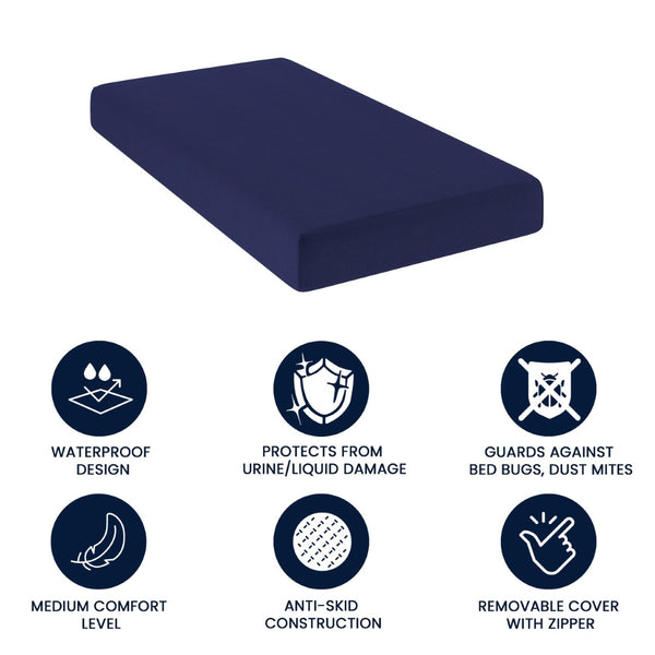 English Elm Irvine Liquid-Resistant Memory Foam Mattress with Removable Zipper Cover for Ultimate Comfort & Care Blue Twin CL-MF-LR-TWIN-GG
