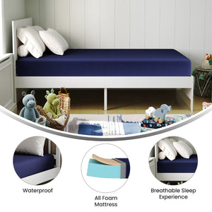 English Elm Irvine Liquid-Resistant Memory Foam Mattress with Removable Zipper Cover for Ultimate Comfort & Care Blue Twin CL-MF-LR-TWIN-GG