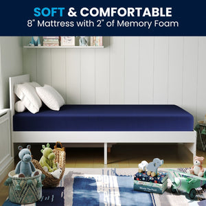 English Elm Irvine Liquid-Resistant Memory Foam Mattress with Removable Zipper Cover for Ultimate Comfort & Care Blue Twin XL CL-MF-LR-TWINXL-GG