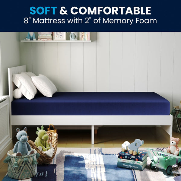 English Elm Irvine Liquid-Resistant Memory Foam Mattress with Removable Zipper Cover for Ultimate Comfort & Care Blue Twin XL CL-MF-LR-TWINXL-GG