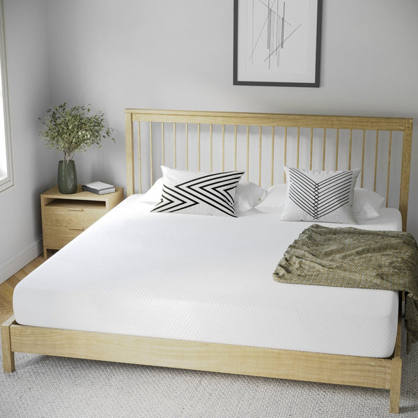 English Elm Jasmine Charcoal & Green Tea Cooling Gel Memory Foam Mattress - Pressure Relief & Odor Control Solution White King CL-MF101-8-K-GG