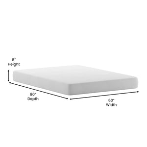 English Elm Jasmine Charcoal & Green Tea Cooling Gel Memory Foam Mattress - Pressure Relief & Odor Control Solution White Queen CL-MF101-8-Q-GG