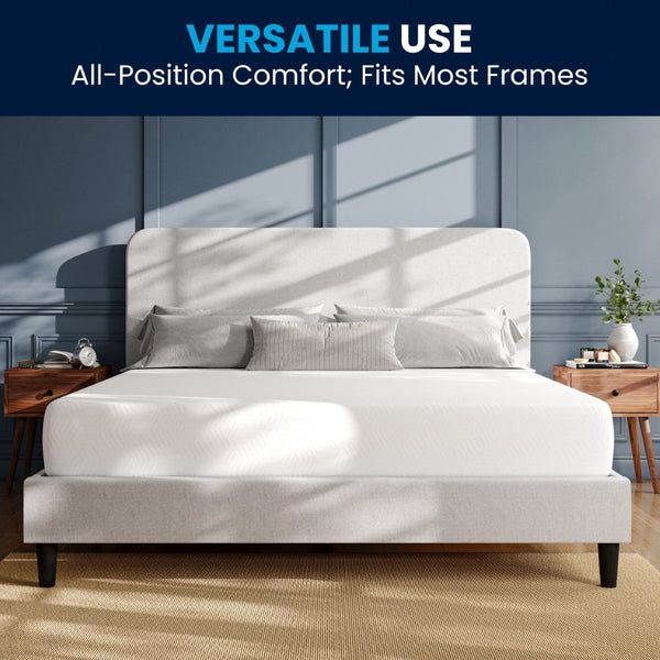 English Elm Cloud Green Tea Cooling Gel Memory Foam Mattress with 3-Layer Design for Ultimate Sleep Comfort White King CL-MFB3L-10-K-GG