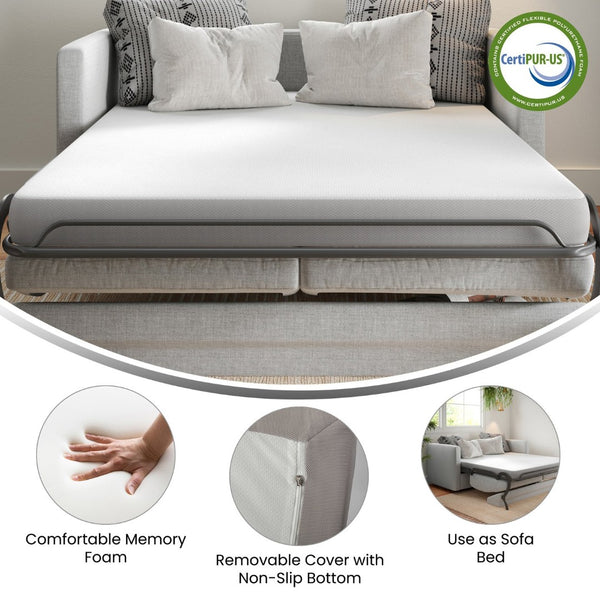 English Elm Cloud 4" Cooling Memory Foam Mattress for Compact Living, RVs, Dorms & Sleeper Sofas – Comfort Redefined White Full CL-ROLL-4-F-GG
