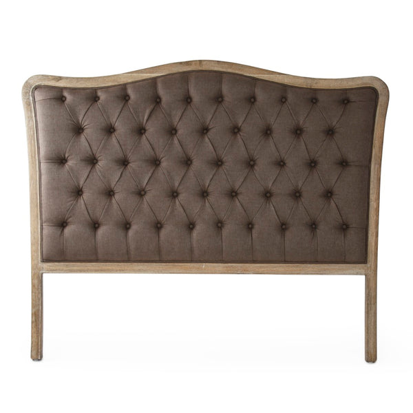 Maison Tufted Headboard Queen Limed Grey Oak, Aubergine Linen CL042 Queen E272 A008 Zentique