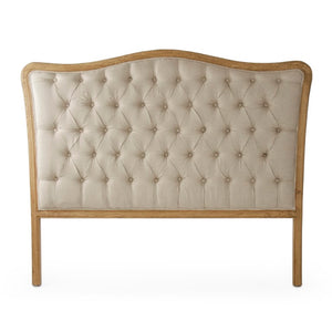 Zentique Maison Tufted Headboard Queen — Elegant linen-upholstered, deep button tufting, solid oak frame support, slim profile Natural Oak, Natural Linen CL042 Queen E255 A003