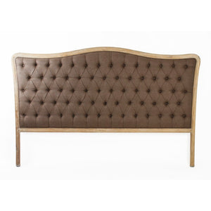Zentique Maison Tufted Headboard King with Tailored Linen Upholstery, Oak Frame Stability, Timeless Elegance Limed Grey Oak, Aubergine Linen CL042 King E272 A008