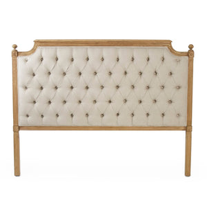 Louis Tufted Headboard Queen Natural Oak, Natural Linen CL045 Queen E255 A003 Zentique