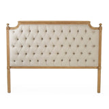 Louis Tufted Headboard Queen Natural Oak, Natural Linen CL045 Queen E255 A003 Zentique