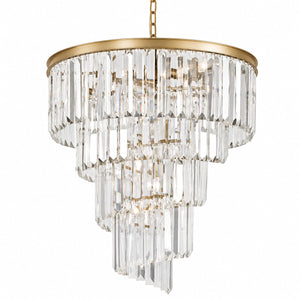 Atlas Palacial Tiered Crystal Chandelier Six Light Aged Brass Dining Room Entryway Fixture 26 inches CL11285-BS