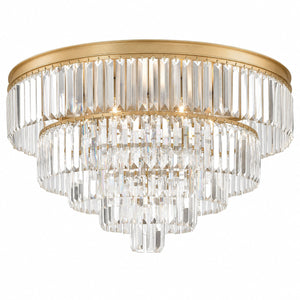 Atlas Palacial Cascading Crystal Flush Mount with Aged Brass Frame for Entryways and Dining 31 inches CL11286-BS