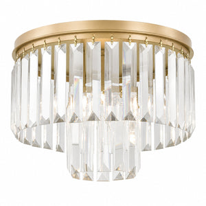 Atlas Palacial Cascading Crystal Flush Mount with Aged Brass Frame for Entryways and Dining 12 inches CL11485-BS