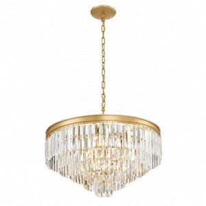 Atlas Palacial Tiered Crystal Chandelier Six Light Aged Brass Dining Room Entryway Fixture 24 inches CL12368-BS