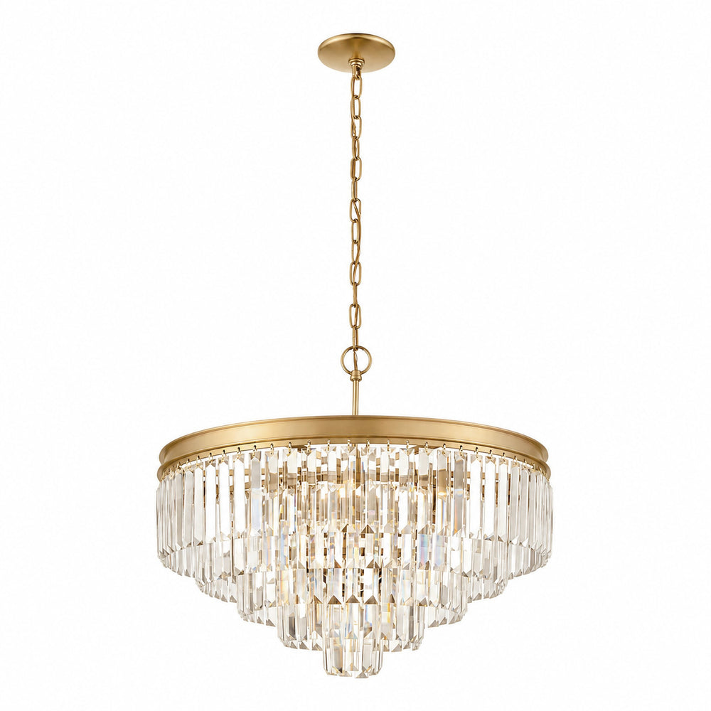 Atlas Palacial Tiered Crystal Chandelier Six Light Aged Brass Dining Room Entryway Fixture 24 inches CL12368-BS