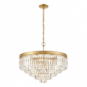 Atlas Palacial Tiered Crystal Chandelier Six Light Aged Brass Dining Room Entryway Fixture 24 inches CL12368-BS
