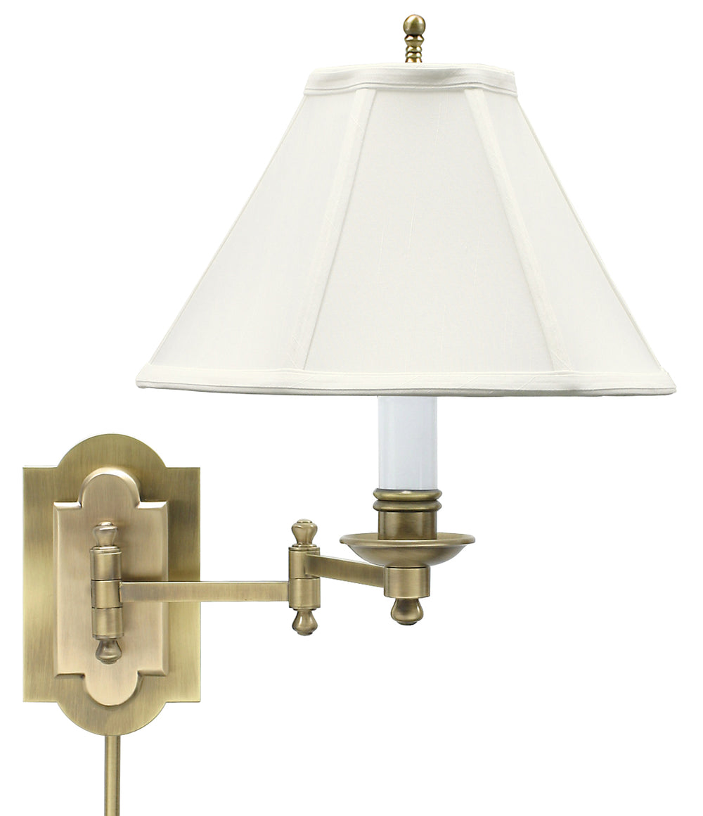 House Of Troy Club Elegant Wall Swing Lamp With Cover Plate For Standard Junction Box - Perfect For Any Space Antique Brass Metal Cl225-ab