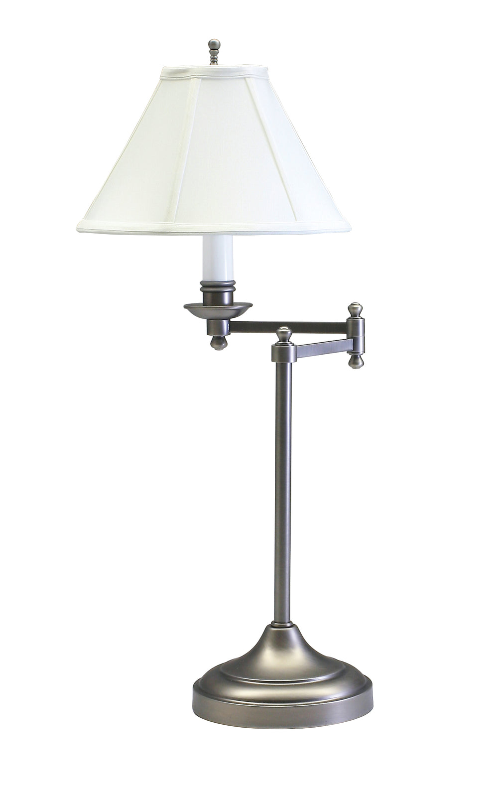 House Of Troy Club 25" Antique Silver Table Lamps With Adjustable Swing Arm For Stylish Home Lighting Solutions Antique Silver Metal Cl251-as
