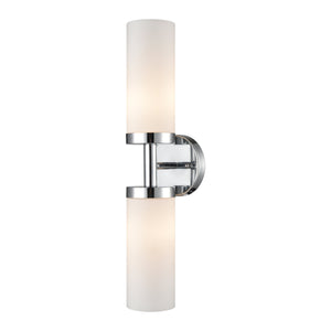 Thomas Lighting Tristen Chrome Wall Sconce Frosted Glass Shade Soft Diffused Bathroom Vanity Light 2-Light Vanity Light CL580213