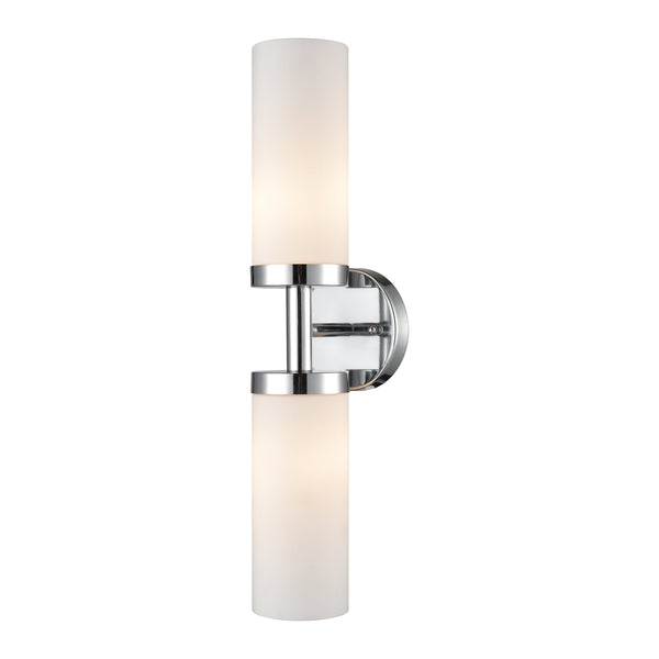 Thomas Lighting Tristen Chrome Wall Sconce Frosted Glass Shade Soft Diffused Bathroom Vanity Light 2-Light Vanity Light CL580213
