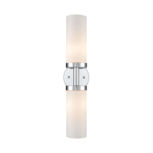 Thomas Lighting Tristen Chrome Wall Sconce Frosted Glass Shade Soft Diffused Bathroom Vanity Light 2-Light Vanity Light CL580213