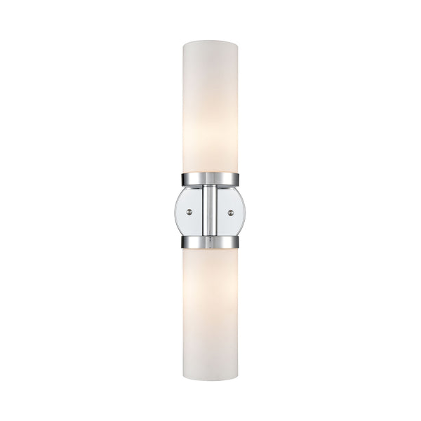 Thomas Lighting Tristen Chrome Wall Sconce Frosted Glass Shade Soft Diffused Bathroom Vanity Light 2-Light Vanity Light CL580213