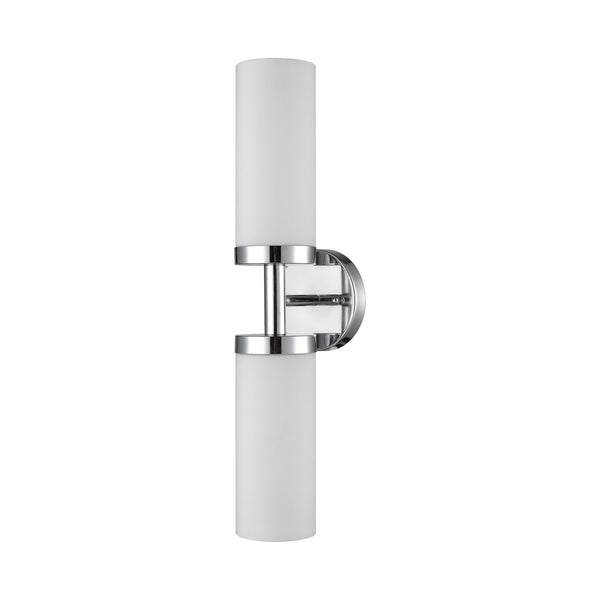 Thomas Lighting Tristen Chrome Wall Sconce Frosted Glass Shade Soft Diffused Bathroom Vanity Light 2-Light Vanity Light CL580213