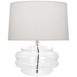 Robert Abbey Horizon Table Lamp Modern Brass Finish w/ Clear Glass Oyster Linen Shade