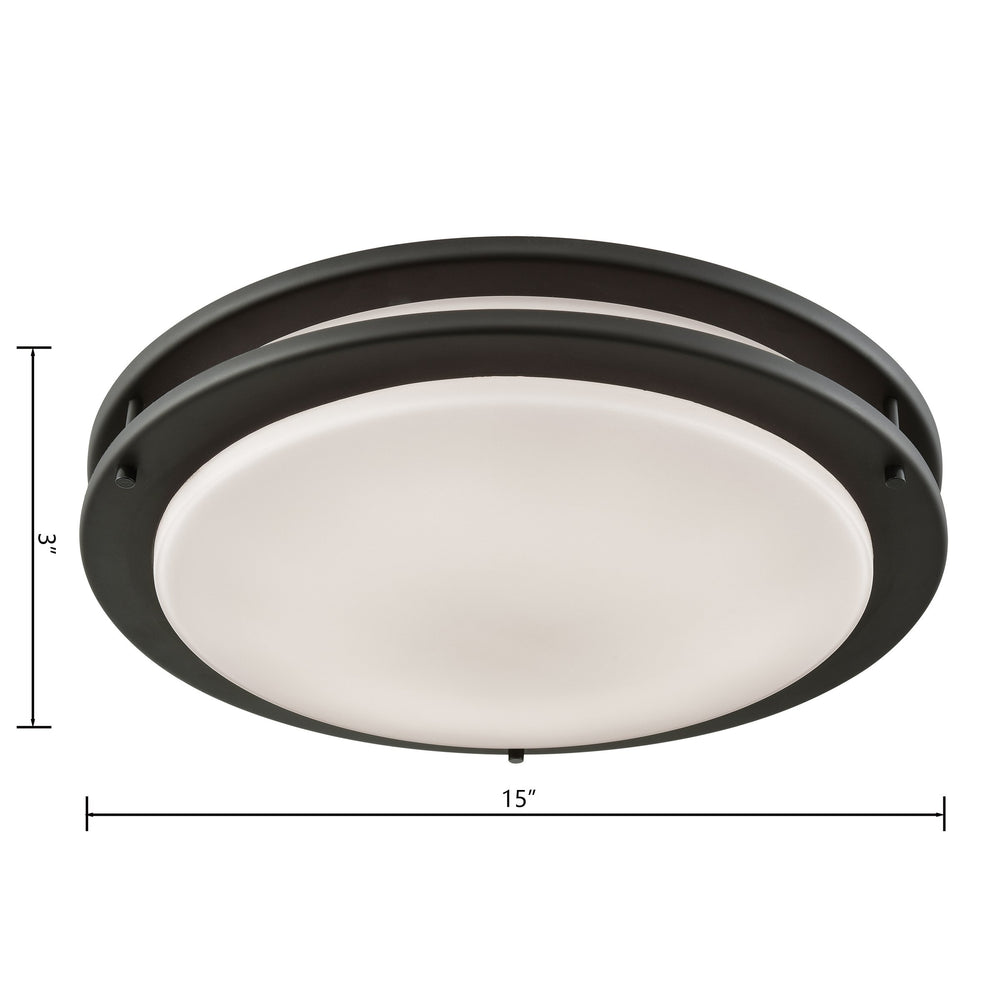 Thomas Lighting Clarion Architectural LED Flush Mount with Glass Diffuser for Modern Interiors Bronze 15 inches CL782021