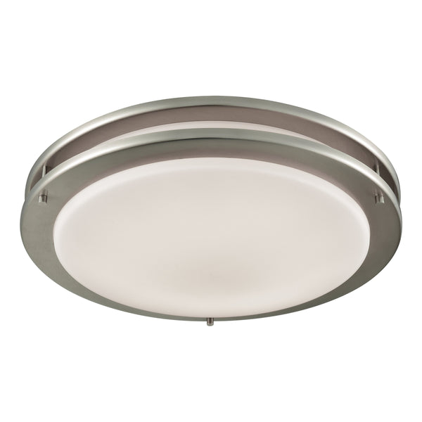 Thomas Lighting Clarion Architectural LED Flush Mount with Glass Diffuser for Modern Interiors Nickel 15 inches CL782022