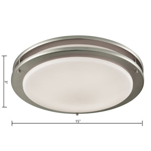 Thomas Lighting Clarion Architectural LED Flush Mount with Glass Diffuser for Modern Interiors Nickel 15 inches CL782022