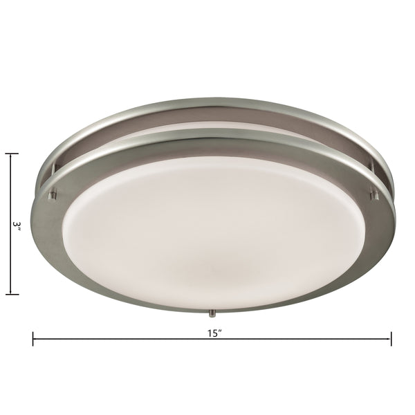 Thomas Lighting Clarion Architectural LED Flush Mount with Glass Diffuser for Modern Interiors Nickel 15 inches CL782022
